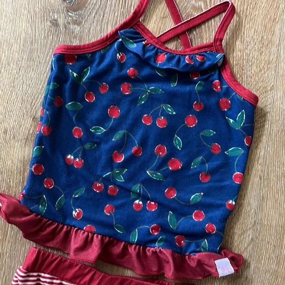 SweetHoney Cherry Loungewear Pajama Set 4T - Picture 2 of 6